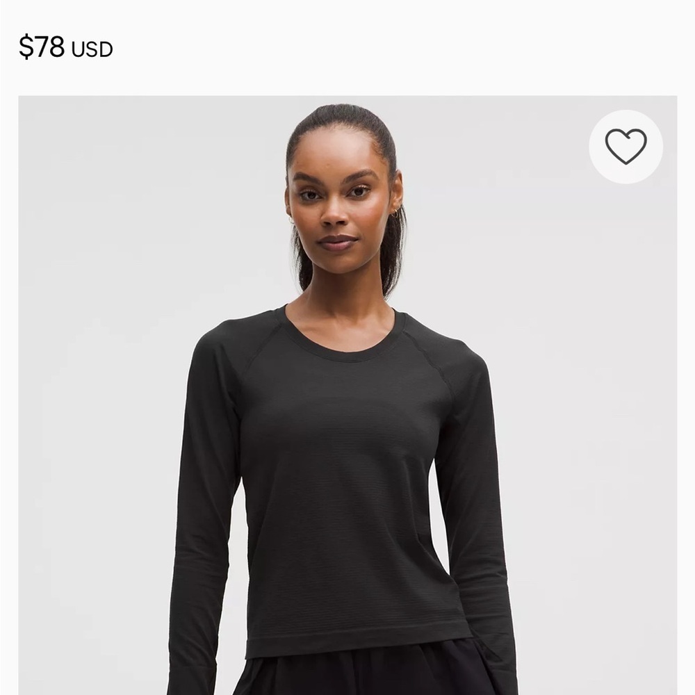 lululemon athletica Black Long Sleeve Tee waist length size 6